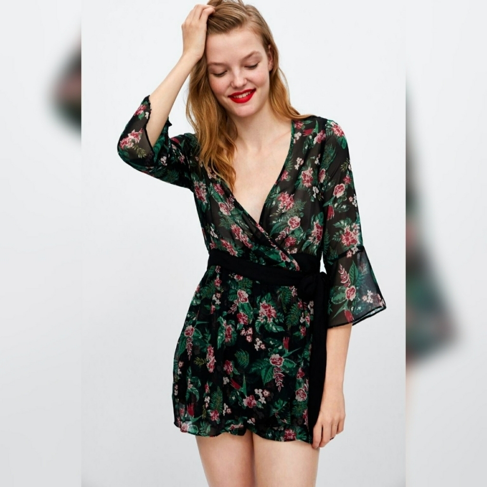 ZARA | FLOWER SHEER JUMPSUIT